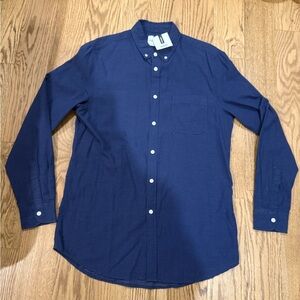 Men’s Topman Navy Polka Dot Casual Button-Down Shirt